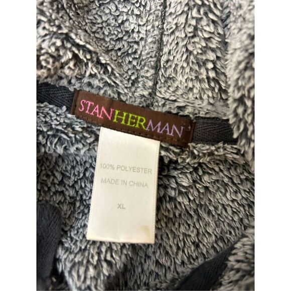 Stan Herman PJ fleece blanket zipper hood jacket large pockets. - Picture 4 of 7